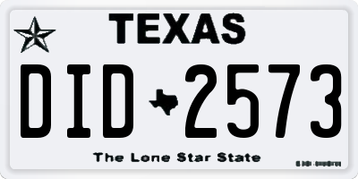TX license plate DID2573