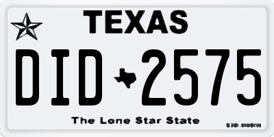 TX license plate DID2575