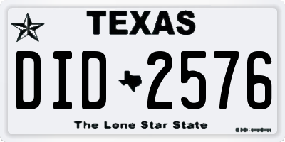 TX license plate DID2576