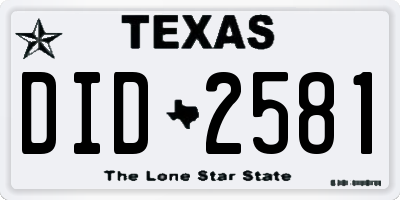 TX license plate DID2581