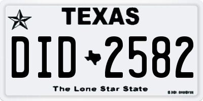 TX license plate DID2582