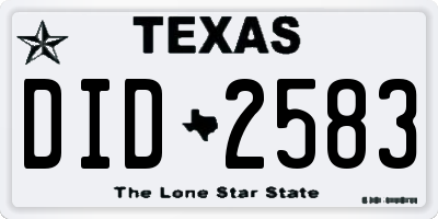 TX license plate DID2583