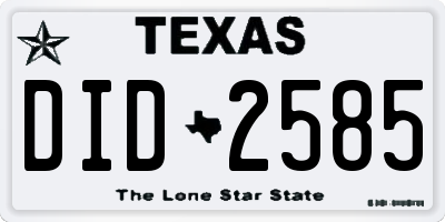 TX license plate DID2585