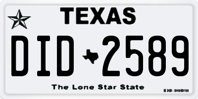 TX license plate DID2589