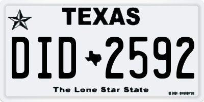 TX license plate DID2592