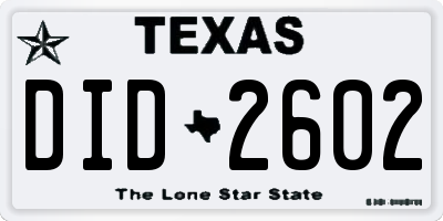 TX license plate DID2602