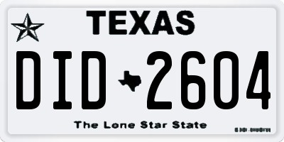 TX license plate DID2604