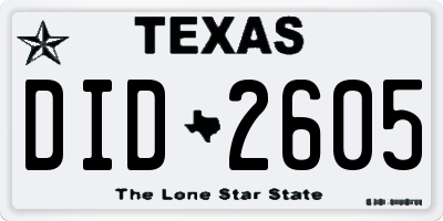 TX license plate DID2605