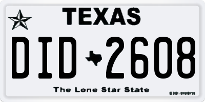 TX license plate DID2608