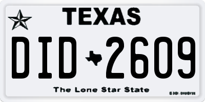 TX license plate DID2609