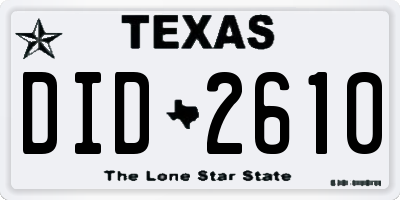 TX license plate DID2610