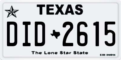 TX license plate DID2615