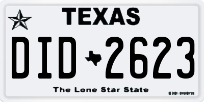 TX license plate DID2623