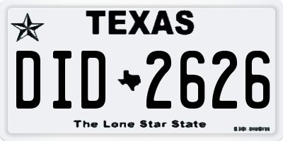 TX license plate DID2626