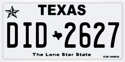 TX license plate DID2627