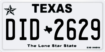 TX license plate DID2629