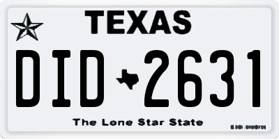 TX license plate DID2631