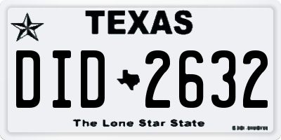 TX license plate DID2632