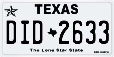 TX license plate DID2633