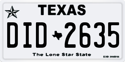 TX license plate DID2635