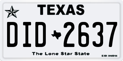 TX license plate DID2637
