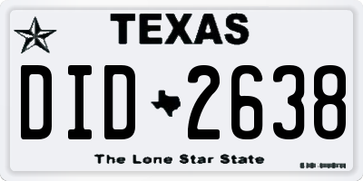 TX license plate DID2638