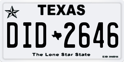TX license plate DID2646