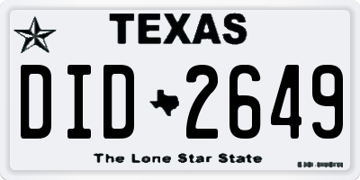 TX license plate DID2649