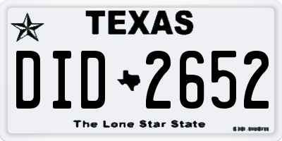 TX license plate DID2652