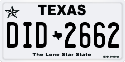 TX license plate DID2662
