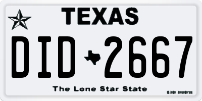 TX license plate DID2667