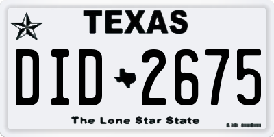 TX license plate DID2675