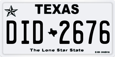 TX license plate DID2676