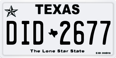 TX license plate DID2677