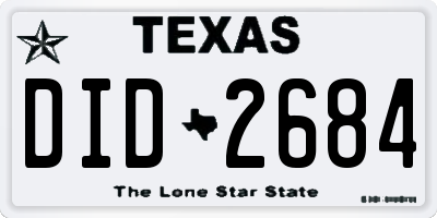 TX license plate DID2684
