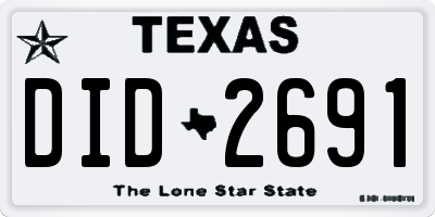 TX license plate DID2691
