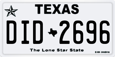 TX license plate DID2696