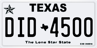 TX license plate DID4500