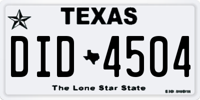 TX license plate DID4504