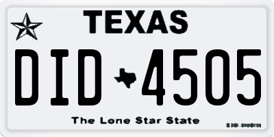 TX license plate DID4505