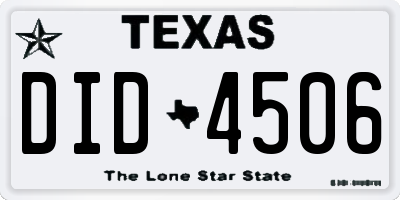 TX license plate DID4506