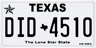 TX license plate DID4510