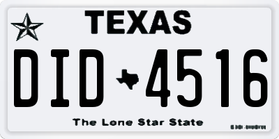 TX license plate DID4516