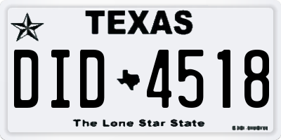 TX license plate DID4518