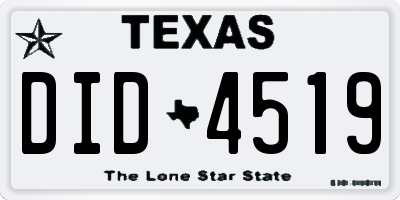 TX license plate DID4519