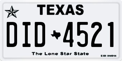 TX license plate DID4521
