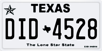 TX license plate DID4528