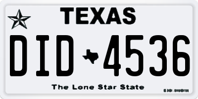 TX license plate DID4536