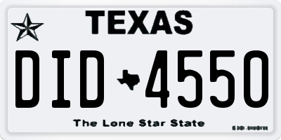 TX license plate DID4550