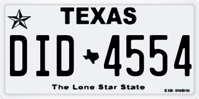 TX license plate DID4554